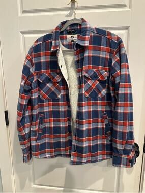 Fayettechill Sherpa Lined Flannel Shirt Jacket Shacket